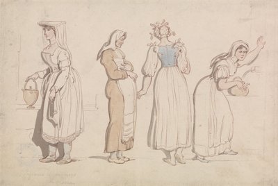 Quatro mulheres junto a um poço em Roma de Thomas Rowlandson