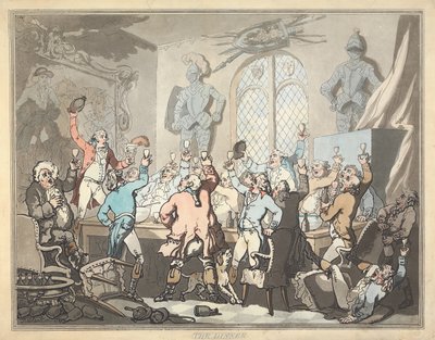 Caça à raposa [conjunto de seis]:  6.  O jantar de Thomas Rowlandson