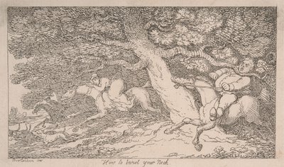 Caça à raposa: Como torcer o pescoço [de «Conselhos aos Desportistas»] de Thomas Rowlandson