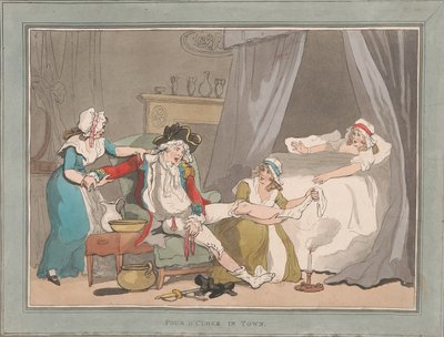 Caça à raposa [um par]: 2.  Quatro horas na cidade de Thomas Rowlandson