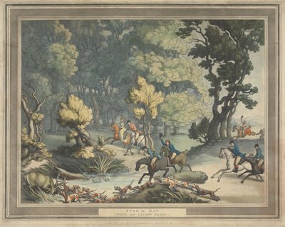 Caça à raposa [conjunto de quatro]:  2.  Veado encurralado. / Cena perto de Taplow, em Berks de Thomas Rowlandson