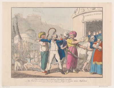 Confraternização no Grand Cairo, ou The Mad General & his Bonny Party Provavelmente ..., 9 de outubro de 1798. de Thomas Rowlandson