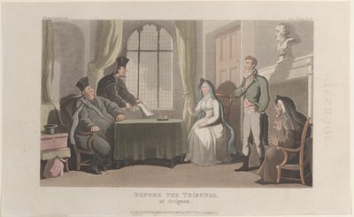 Frontispício: Diante do Tribunal de Avignon, do Journal of Sentimental Travels in the ..., 1821. de Thomas Rowlandson