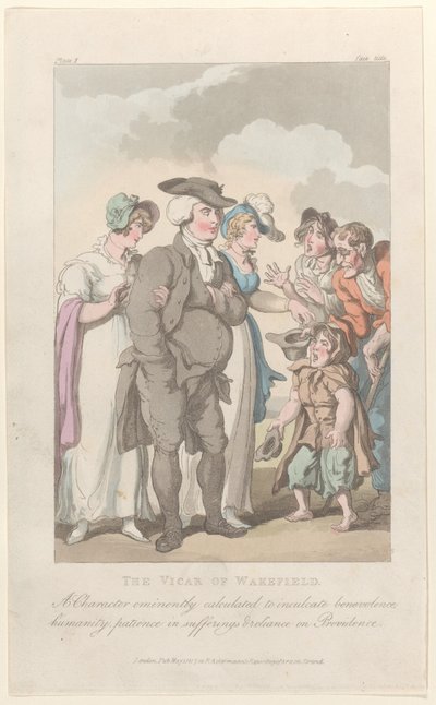 Frontispício: O Vigário de Wakefield, de The Vicar of Wakefield, 1 de Maio de 1817., 1 de Maio de 1817. de Thomas Rowlandson