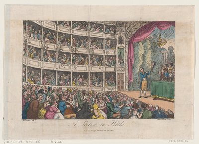 Frontispício, de A Lecture on Heads por George Alexander Stevens, abril de 1808., abril de 1808. de Thomas Rowlandson