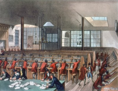 Correio Geral, Lombard Street, Londres, 1808 de Thomas Rowlandson