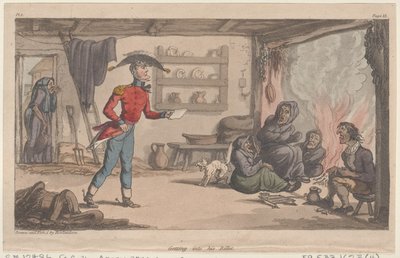Entrando em seu Billet, de The Military Adventures of Johnny Newcome, 1815., 1815. de Thomas Rowlandson