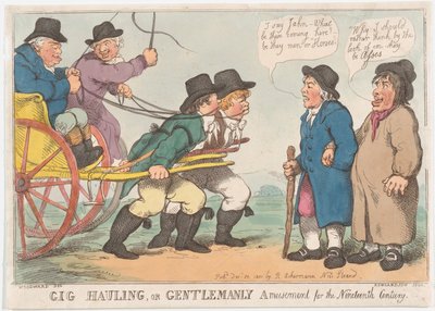 Gig Hauling, ou diversão cavalheiresca para o século XIX, 3 de abril de 1801., 3 de abril de 1801. de Thomas Rowlandson