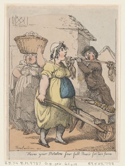 Aqui estão suas batatas, quatro libras por dois pence, 1811., 1811. de Thomas Rowlandson