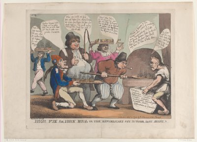 Alta diversão para John Bull, ou os republicanos em seu último turno, novembro ..., 12 de novembro de 1798. de Thomas Rowlandson