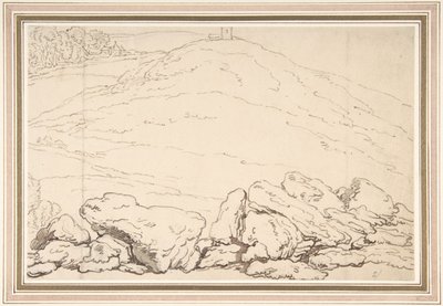 Paisagem montanhosa com rochas de Thomas Rowlandson