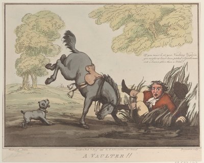 Realizações de cavalos, Sketch 12: A Vaulter !!, 1 de agosto de 1799., 1 de agosto de 1799. de Thomas Rowlandson