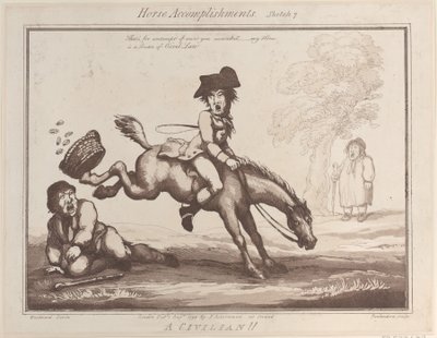 Realizações de cavalos, Sketch 7: A Civilian !!, 1 de agosto de 1799., 1 de agosto de 1799. de Thomas Rowlandson