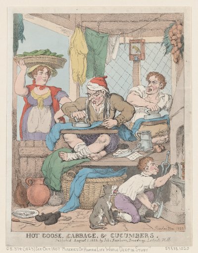 Ganso Quente, Repolho e Pepinos, 1823., 1823. de Thomas Rowlandson