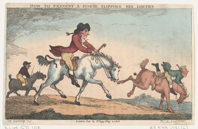 Como evitar que um cavalo escorregue suas cilhas, 4 de maio de 1808., 4 de maio de 1808. de Thomas Rowlandson