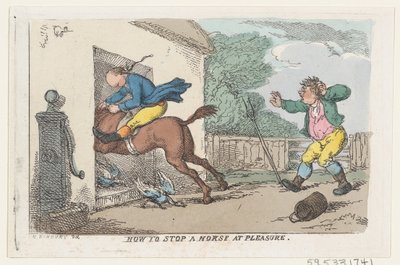 Como parar um cavalo à vontade, 1803., 1803. de Thomas Rowlandson