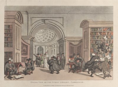 Inside View of the Public Library, Cambridge, 9 de novembro de 1809., 9 de novembro de 1809. de Thomas Rowlandson