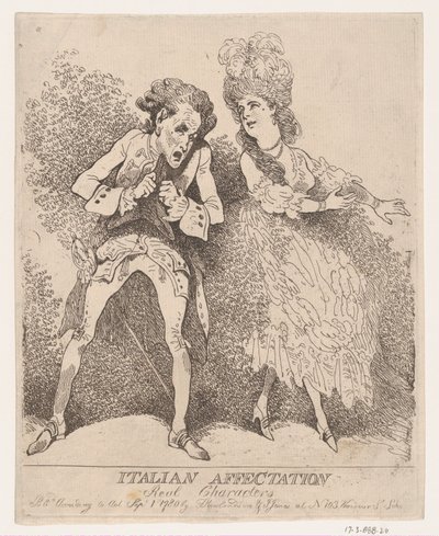 Afectação italiana, personagens reais, 1 de setembro de 1780., 1 de setembro de 1780. de Thomas Rowlandson