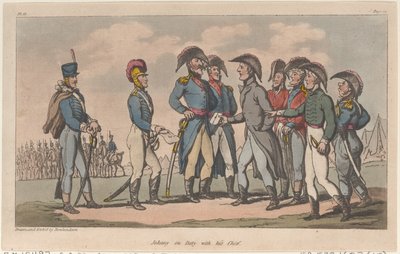 Johnny em serviço com o seu chefe, de The Military Adventures of Johnny Newcome, 1815., 1815. de Thomas Rowlandson