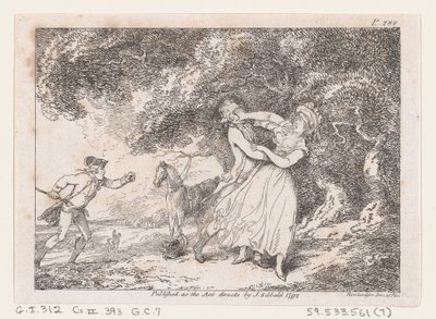 Joseph Hastens para resgatar Fanny do Perigo Iminente, de The Adventures of Joseph Andrew..., 1792. de Thomas Rowlandson