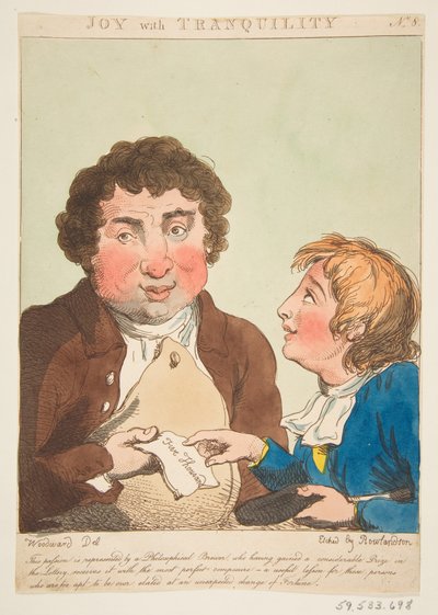 Alegria com Tranquilidade Le Brun Travested, ou Caricaturas das Paixões, 21 de janeiro de 1800. de Thomas Rowlandson