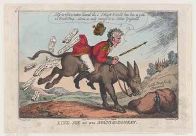 Rei Joe em seu burro espanhol, 27 de agosto de 1808., 27 de agosto de 1808. de Thomas Rowlandson