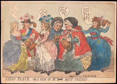 Kings Place, ou uma visão de M ---- Melhores Amigos, pub. 1784 (gravura colorida à mão) de Thomas Rowlandson
