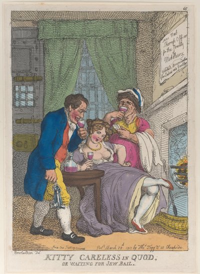 Kitty Careless in Quod or Waiting for Jew Bail, 28 de março de 1811., 28 de março de 1811. de Thomas Rowlandson