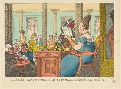A Belle Limonaudière no Café des Mille Colonnes, Palais Royal, Paris de Thomas Rowlandson