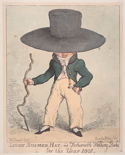 Chapéu de verão leve e bengalas da moda para o ano de 1801, 10 de julho de 1801., 10 de julho de 1801. de Thomas Rowlandson