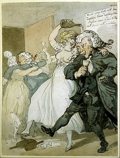 Amor e Lei (aguarela sobre papel) de Thomas Rowlandson