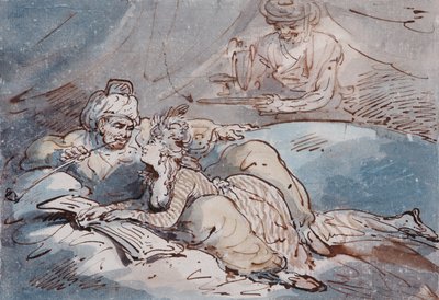 Amor no Oriente, c.1787 (caneta e lavagem de cor) de Thomas Rowlandson