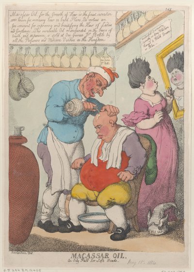 Óleo de Macassar, um sopro oleoso para cabeças moles, 15 de março de 1814., 15 de março de 1814. de Thomas Rowlandson