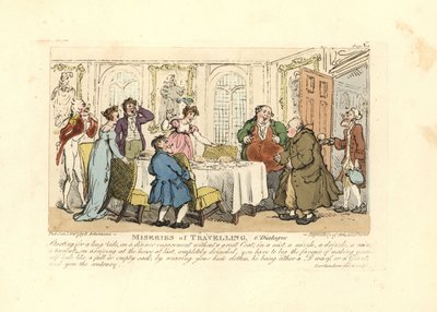 Homem forçado a usar a roupa do anfitrião num jantar. de Thomas Rowlandson