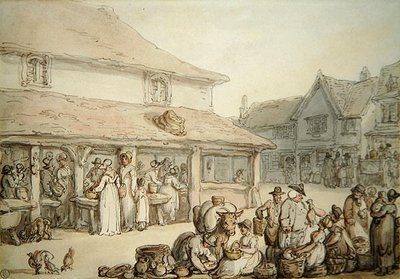 Market Place (caneta e tinta sobre papel) de Thomas Rowlandson