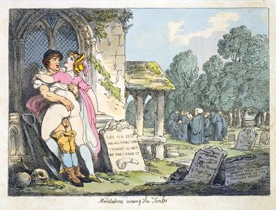 Meditações entre os Túmulos (cor litho) de Thomas Rowlandson