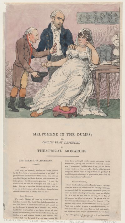 Melpomene nos lixões, ou brincadeira de criança defendida por monarcas teatrais, 1804., 1804. de Thomas Rowlandson