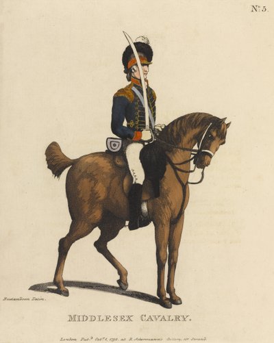 Cavalaria Middlesex (aquatinta colorida) de Thomas Rowlandson