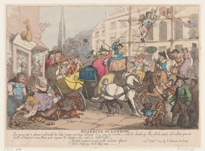 Misérias de Londres: Saindo para Jantar, 1º de fevereiro de 1807., 1º de fevereiro de 1807. de Thomas Rowlandson