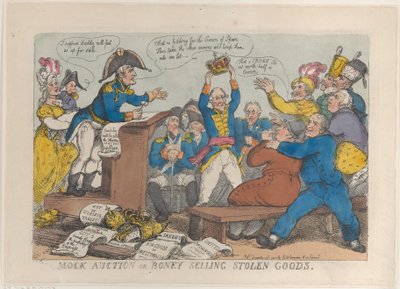 Leilão simulado ou Boney Selling Stolen Goods, 25 de dezembro de 1813., 25 de dezembro de 1813. de Thomas Rowlandson