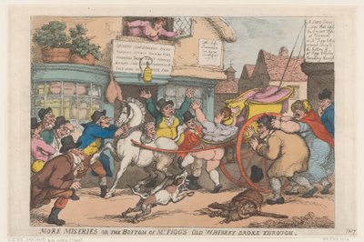Mais infortúnios: o fundo da velha garrafa de uísque do Sr. Figg rachou de Thomas Rowlandson