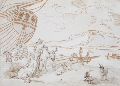 Mãe e filhos à beira-mar de Thomas Rowlandson