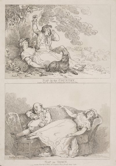 Sesta no campo - Sesta na cidade de Thomas Rowlandson