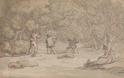 Colocação de uma rede numa poça de salmões de Thomas Rowlandson