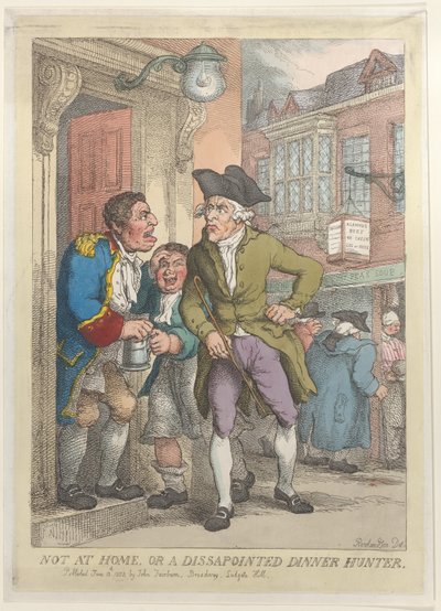 Não em casa, ou um caçador de jantar desapontado, 13 de junho de 1823., 13 de junho de 1823. de Thomas Rowlandson