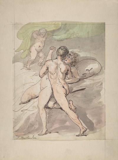 Casal nu abraçando, 1780-1827. de Thomas Rowlandson