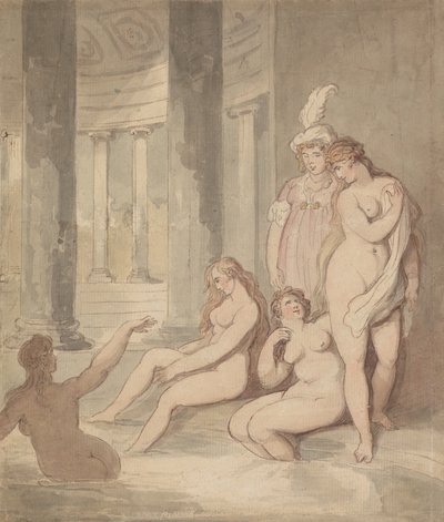 Ninfas num banho romano de Thomas Rowlandson