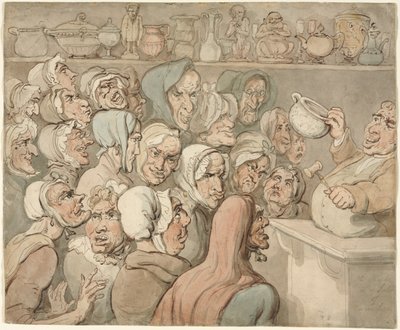 Velhas empregadas em uma venda de curiosidades de Thomas Rowlandson