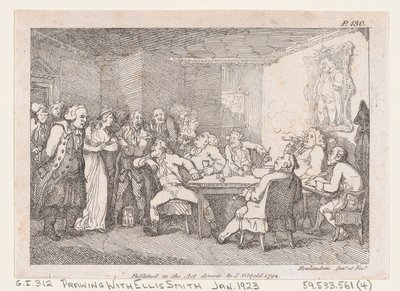 Parson Adams & Fanny examinados como culpados perante a Justiça do país, de The Adventures..., 1792. de Thomas Rowlandson