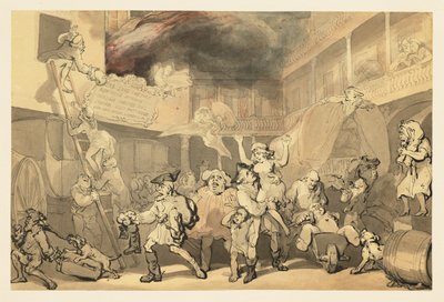 Peregrine salva Emilia do incêndio da estalagem de Thomas Rowlandson